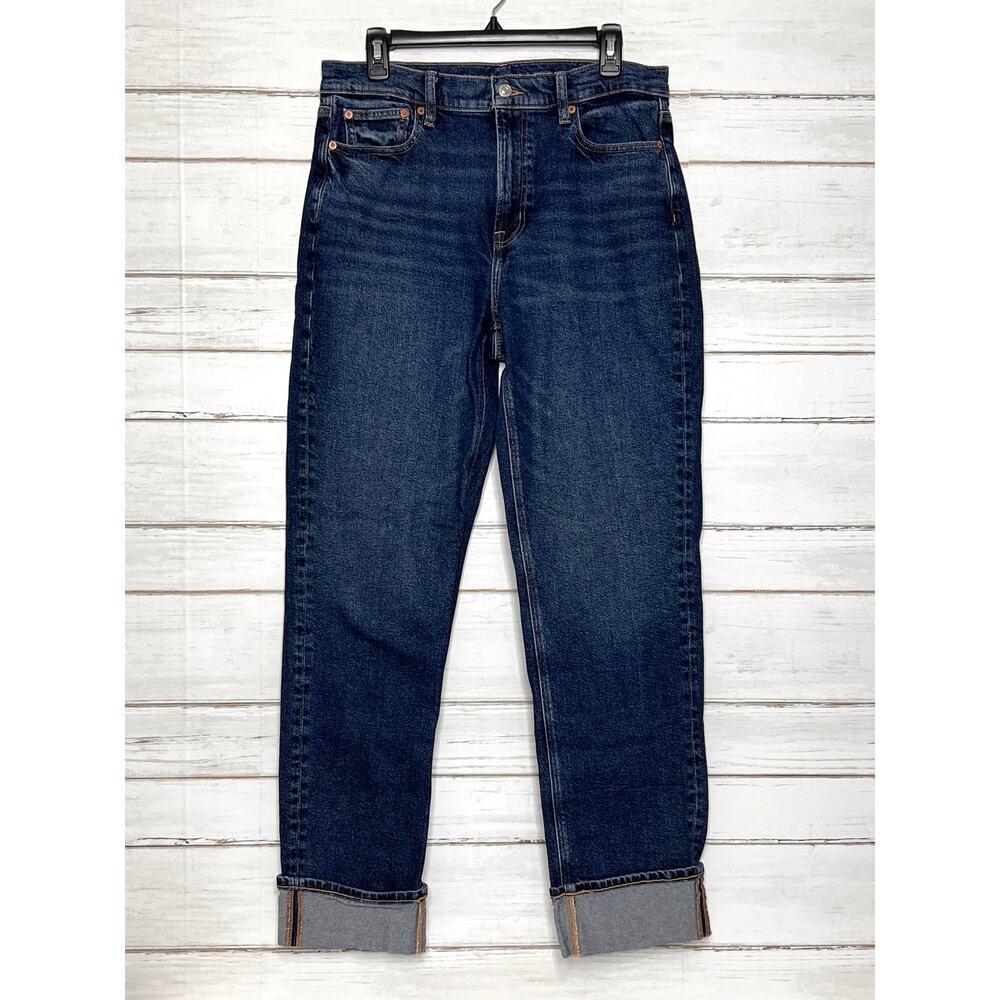 American Eagle Super High-Rise Straight Jeans Size 10 Long Dark Wash